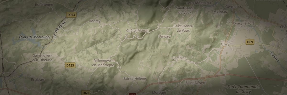 Carte relief Côte Chalonnaise — secteur Saint-Désert